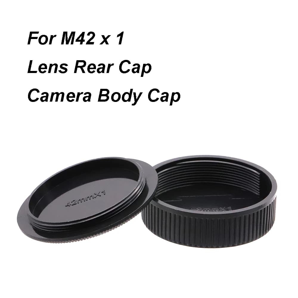 Per M42 M42x1 attacco obiettivo tappo posteriore o tappo corpo fotocamera o set tappo copriobiettivo in plastica nera per tutte le obiettivi della fotocamera M42 Jupiter ecc.