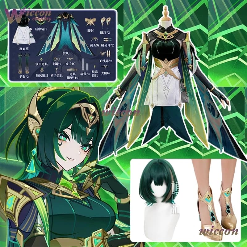 Canzone della Luna Vuota Parrucca Nefer GENSHIN IMPACT Nefer Costume Cosplay Accessorio Uniformi Ragazza Costume Di Natale Vestito Da Donna