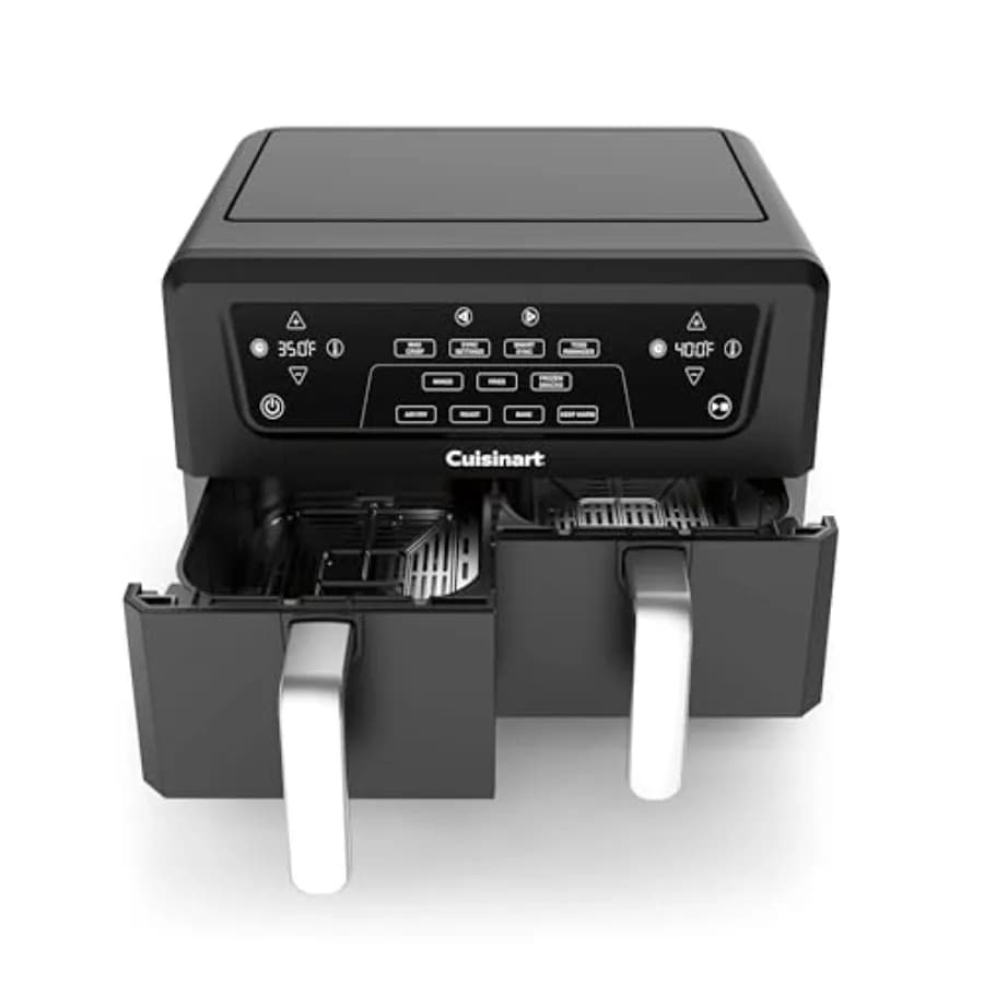 Friggitrice ad aria a doppio cestello per uso domestico, in acciaio inossidabile, nera, capacità 11 QT con Sync Finish, Toss Reminder, Auto-Warm, Auto-P