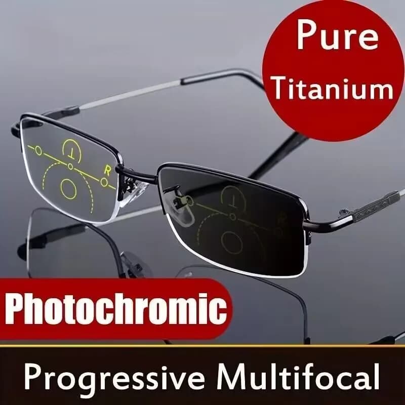 Occhiali da lettura fotocromatici progressivi in lega di titanio Donna Uomo Multi Focus Anti luce blu Occhiali miopia Sport