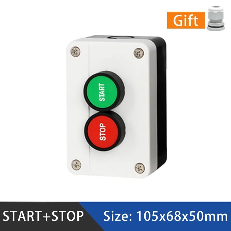 Start-Stop due posizioni 10A Reset momentaneo rosso verde pulsante interruttore scatola impermeabile controllo industriale alimentazione NO NC