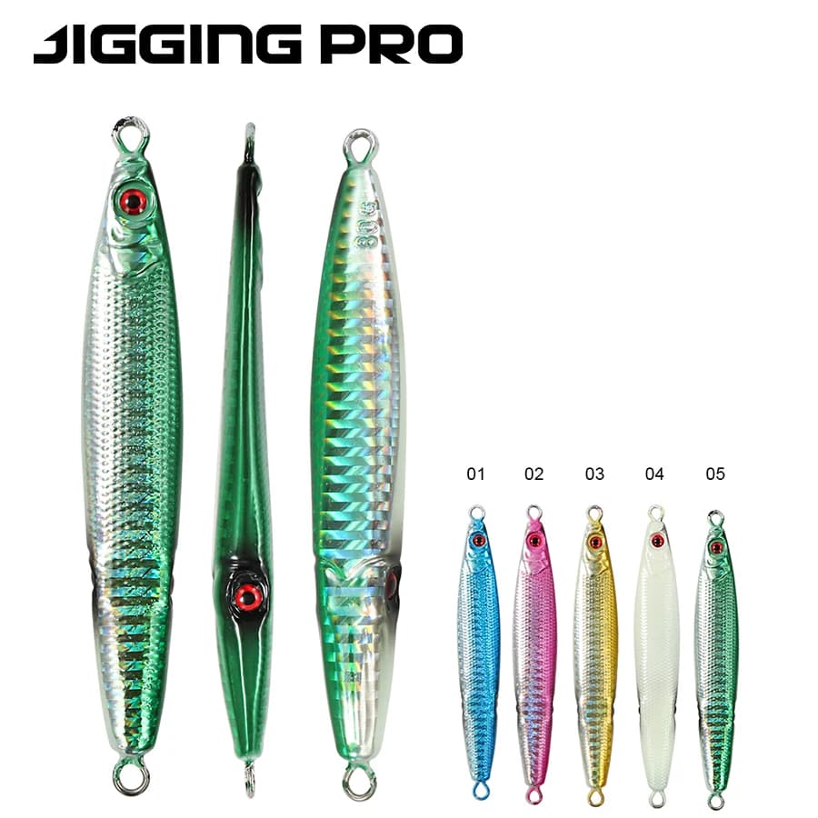JIGGING PRO Metal Jig 60g 80g 100g Luminoso Fluorescente Affondamento Rapido Slow Jigging Esche da Pesca in Acqua Salata