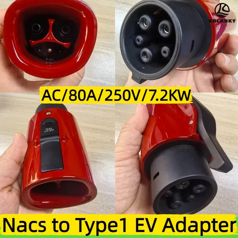 NACS TS to J1772 Adapter AC 80A 250V High-Power Fast Charging for type1 Electric Vehicles NACS to type 1 EV Adapter