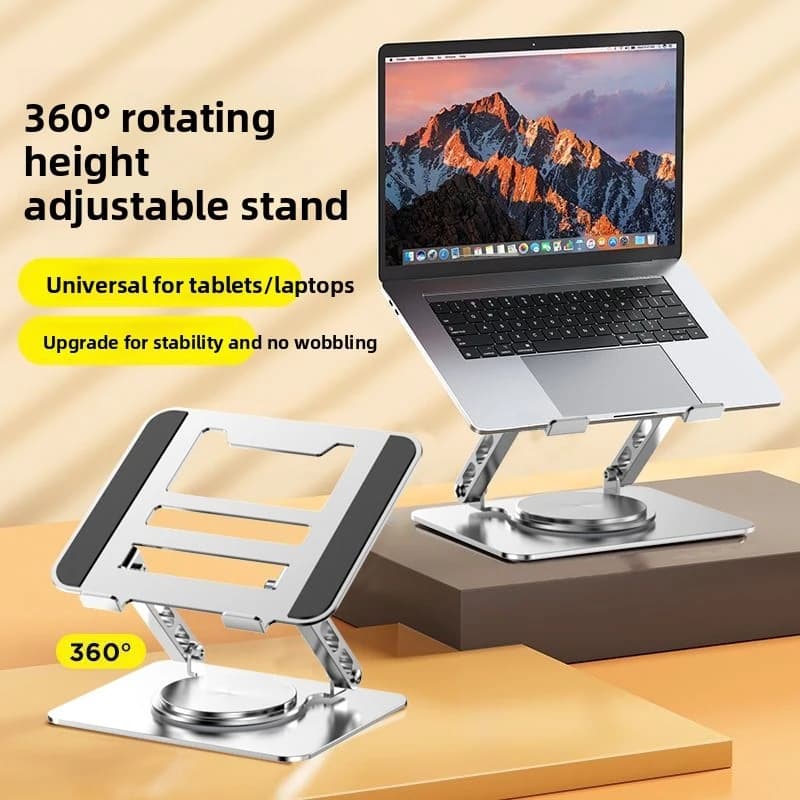 Metal Laptop Stand Height Adjustable Cooling Bracket 360° Rotatable Lifting Notebook Holder for Gaming Laptops External Computer