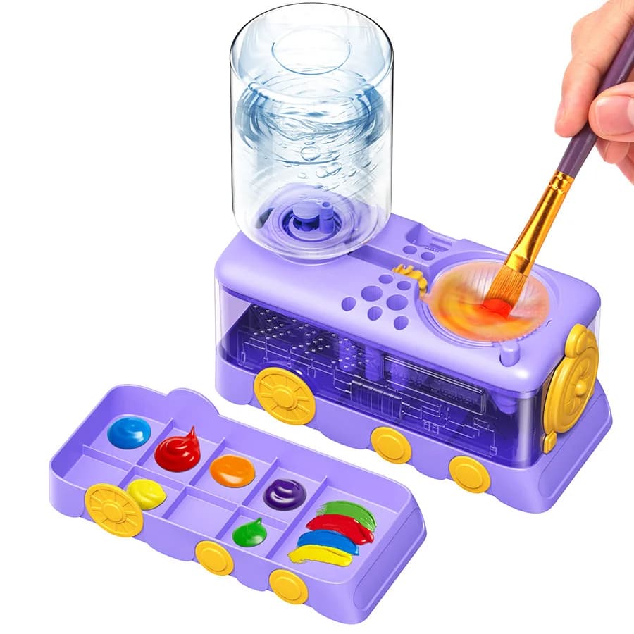 Water Circulation Brush Rinser Paint Brush Cleaner with Tray Brush Holder for Oil Watercolor Water-Based Paint Portable