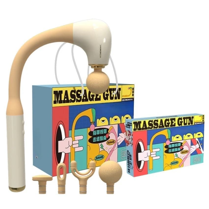 Long Handle Low Noise Brushless Motor Massage Gun 5 Speed Adjustable Back Muscle Massager