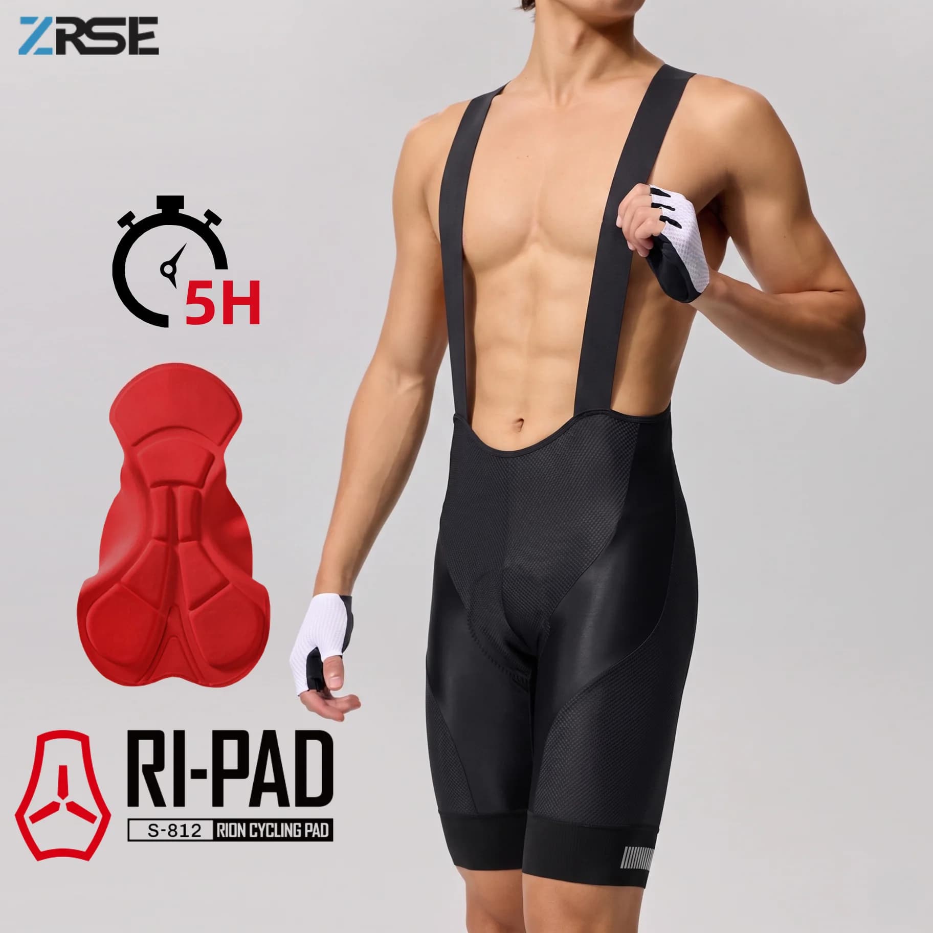 Pantaloncini da Ciclismo Estivi ZRSE da Uomo con Imbottitura ad Alta Densità 5H+, Traspiranti e Anti-umidità, con Tasca Posteriore per Bici da Strada e MTB