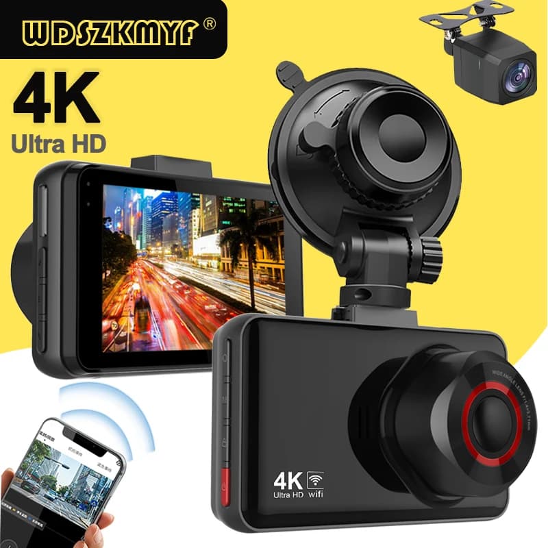 Dvr per auto 4K WIFI Dual DashCam per videoregistratore per auto Telecamera per vista anteriore e posteriore Visione notturna Scatola nera Modulo di parcheggio Accessori per auto