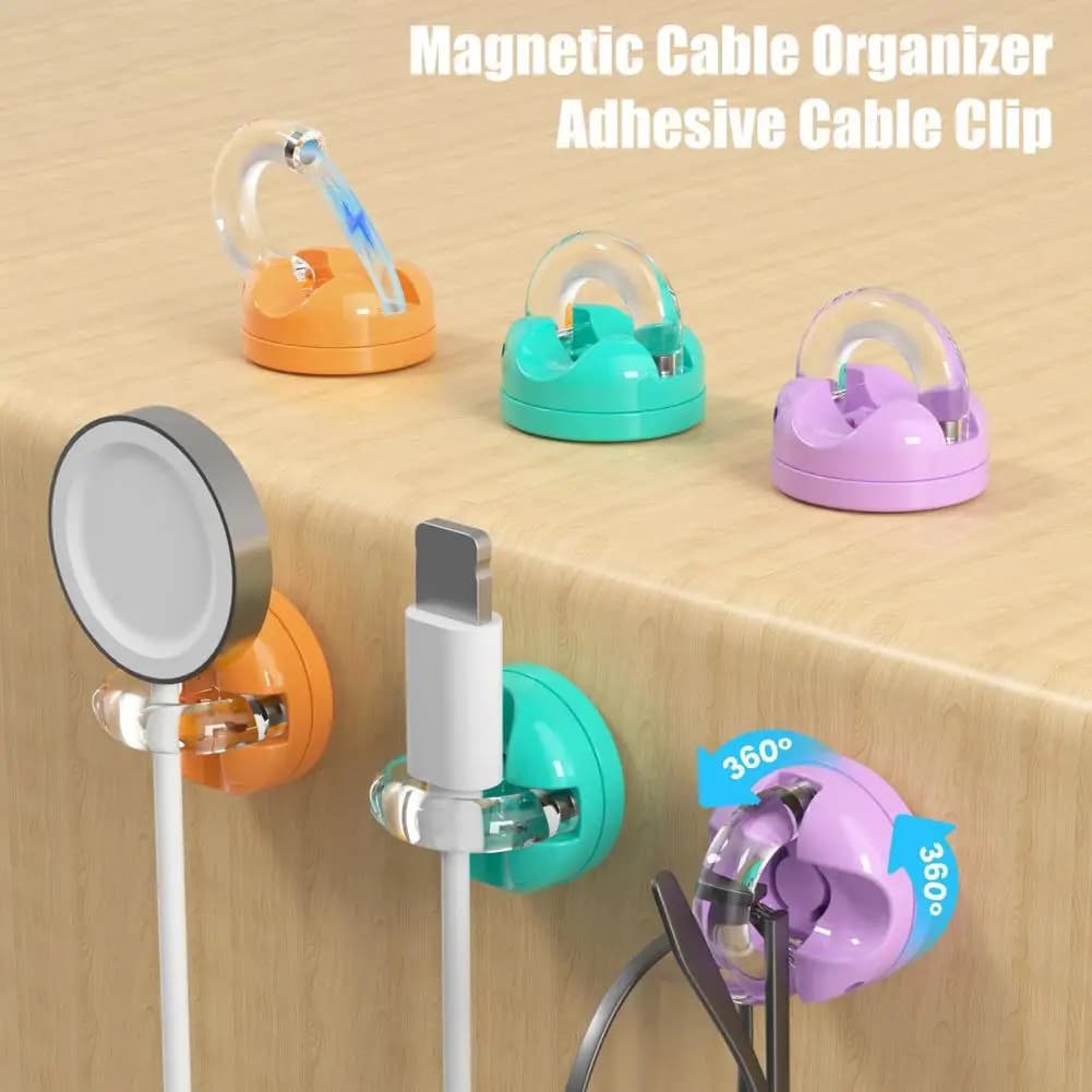 3/6 pezzi clip per cavo magnetico girevole autoadesiva scrivania telefono ricarica cavo dati supporto custode morsetto di gestione del cavo di alimentazione
