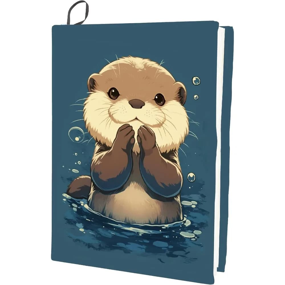 Copertina per libro estensibile Cartoon Otter Protezione per custodia per libro riutilizzabile lavabile fino a 9 x 11 pollici Notebook elastico per il ritorno a scuola