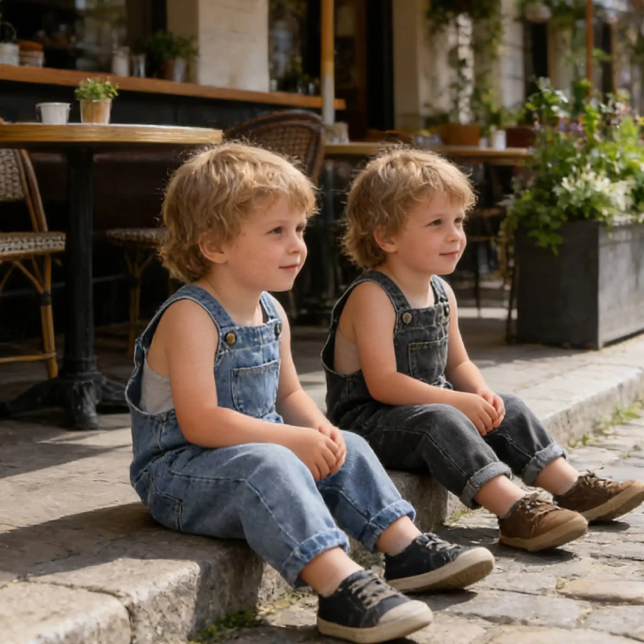 Tuta in denim per neonati e bambini 2026, pantaloni casual con tasche applicate, versatile, con bretelle, in jeans, per autunno