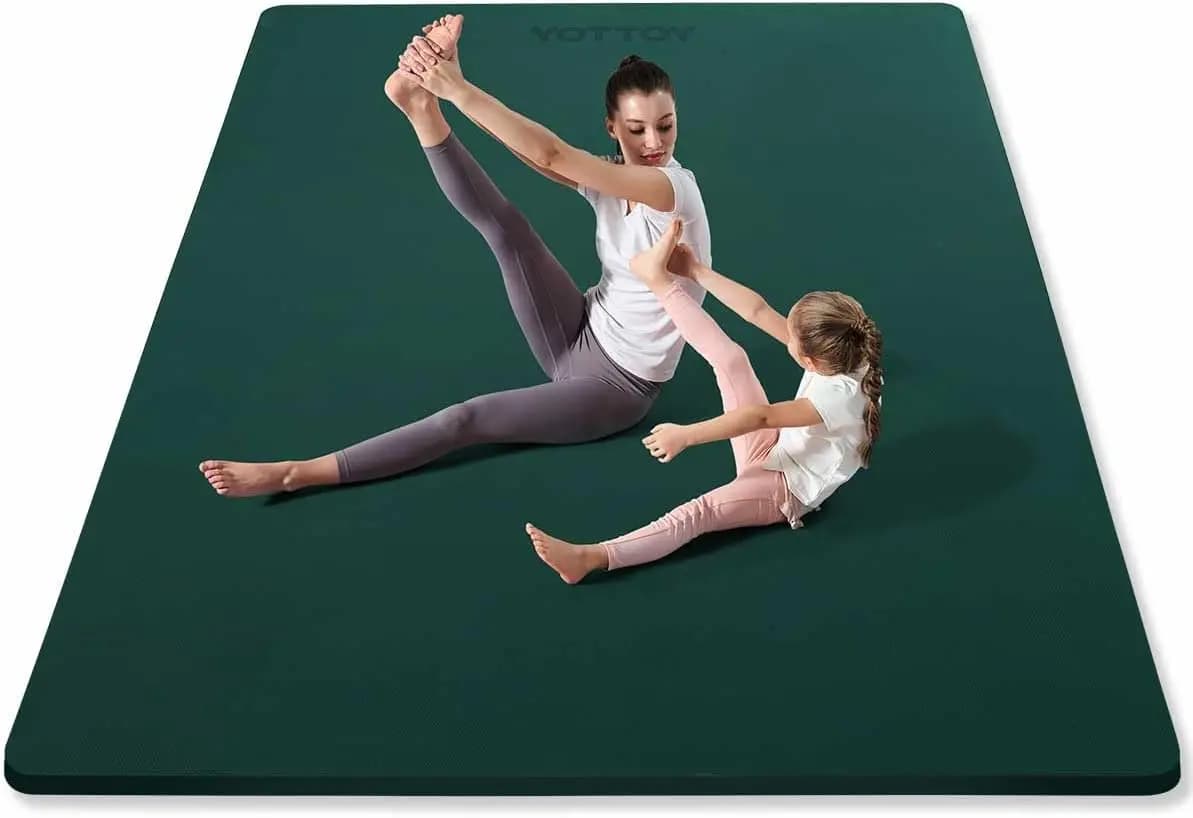 Tappetino Yoga Extra Largo in TPE, Tappetino Antiscivolo per Pilates, Fitness, Palestra Domestica con Cinghia e Asciugamano