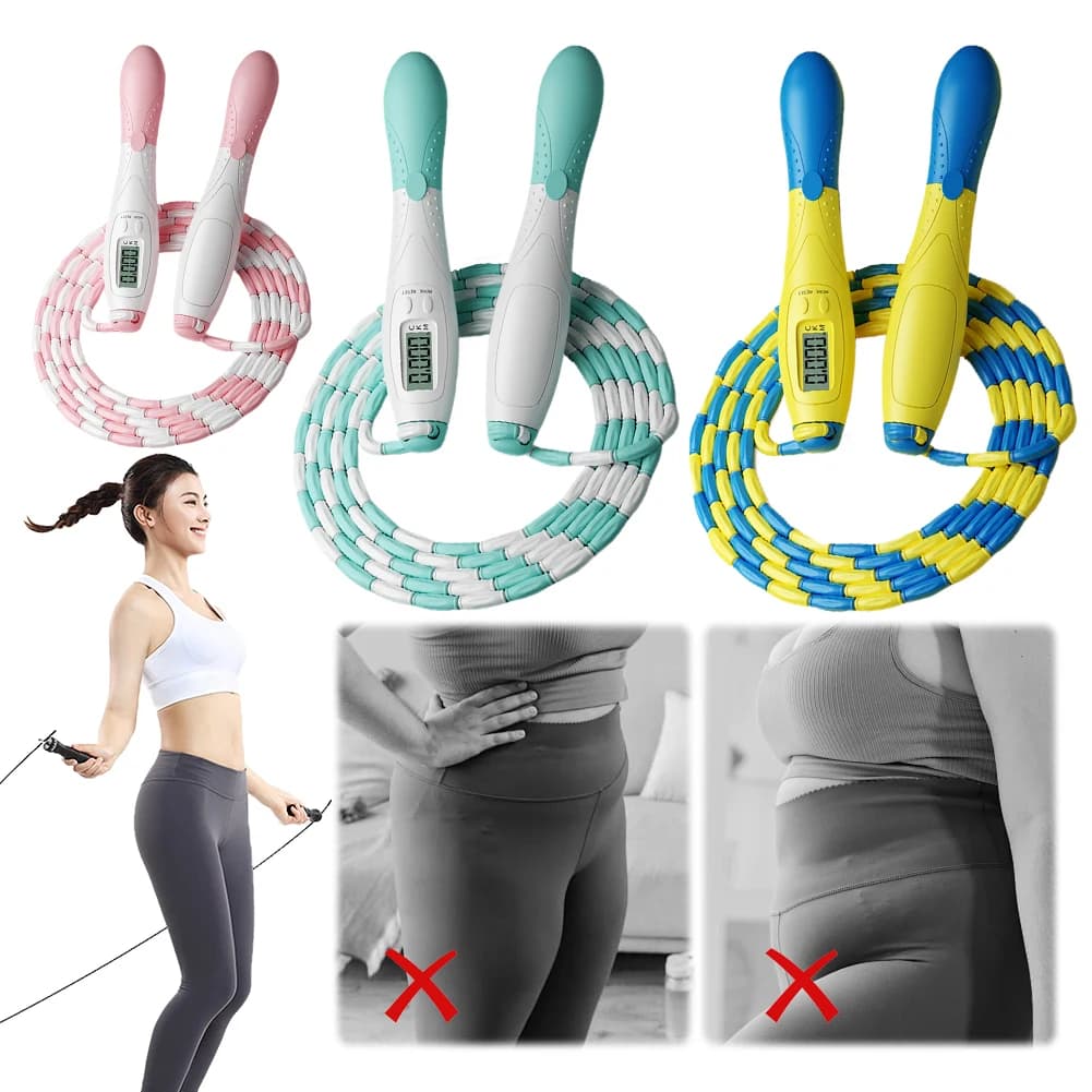 Jumping Racing with Beads, Segmented Plastic Corda with Counter, Soft Jumping Corda with Beads, Adjustable length for Children and Adults