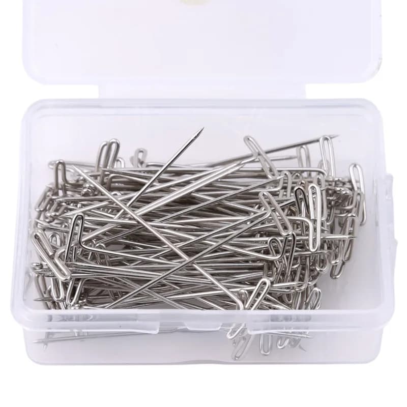 50/100 Pezzi Aghi a T Assortiti 27 32 38 45 50MM in Acciaio Inossidabile per Creazione Parrucche, Blocco Tessuti e Lavori a Maglia