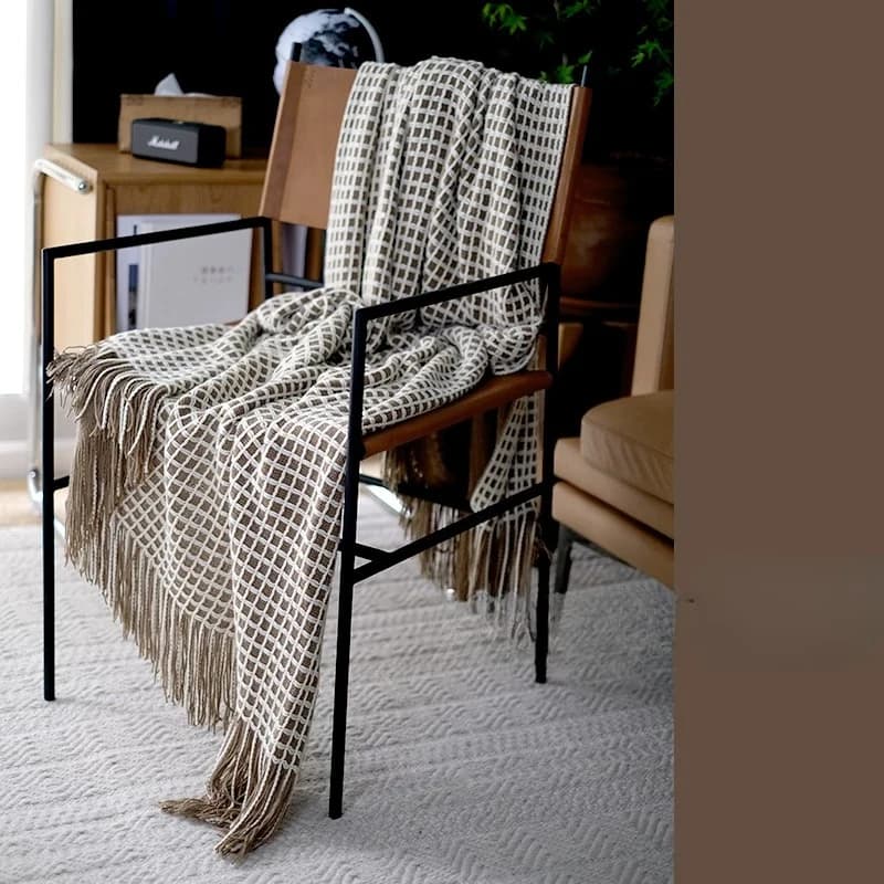 Coperta in Maglia a Nido d'Ape, Copridivano Stile INS per Soggiorno, Copriletto per Auto e B&B, Sfondo per Fotografia