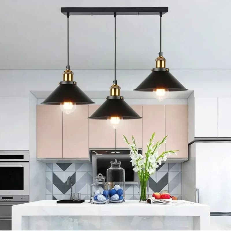 1/2/3 heads vintage pendant lamps with modern black design for decorative home living room lighting