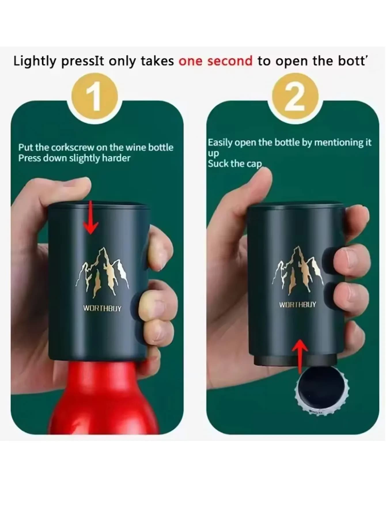 1 pz apribottiglie automatico per birra coperchio pressa in acciaio inossidabile cavatappi per birra strumenti gadget da bar portatili apri tappo vino cucina