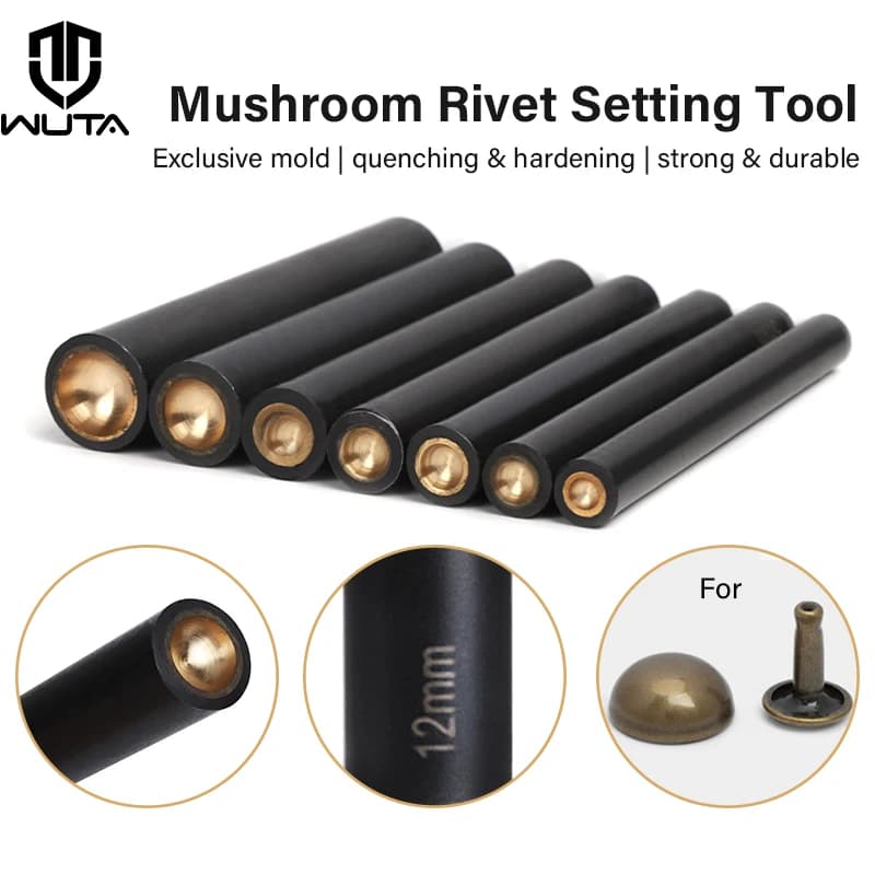 WUTA 1 piece of mushroom dome rivets tool for fixing steel tip pins Setter mould for hand punching for hand craft leather shoes