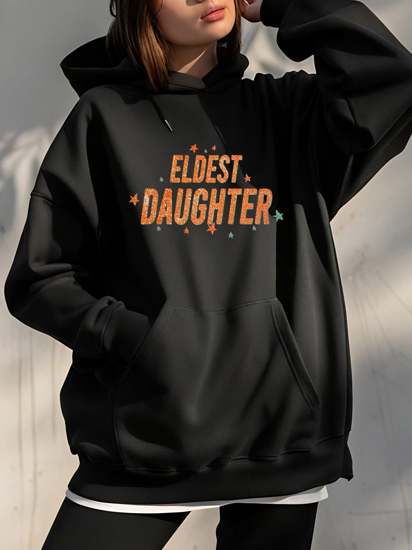 Eldest Daughter hoodie with graphic print Casual unisex sweatshirt for women Family Brothers Gift Fashion streetwear