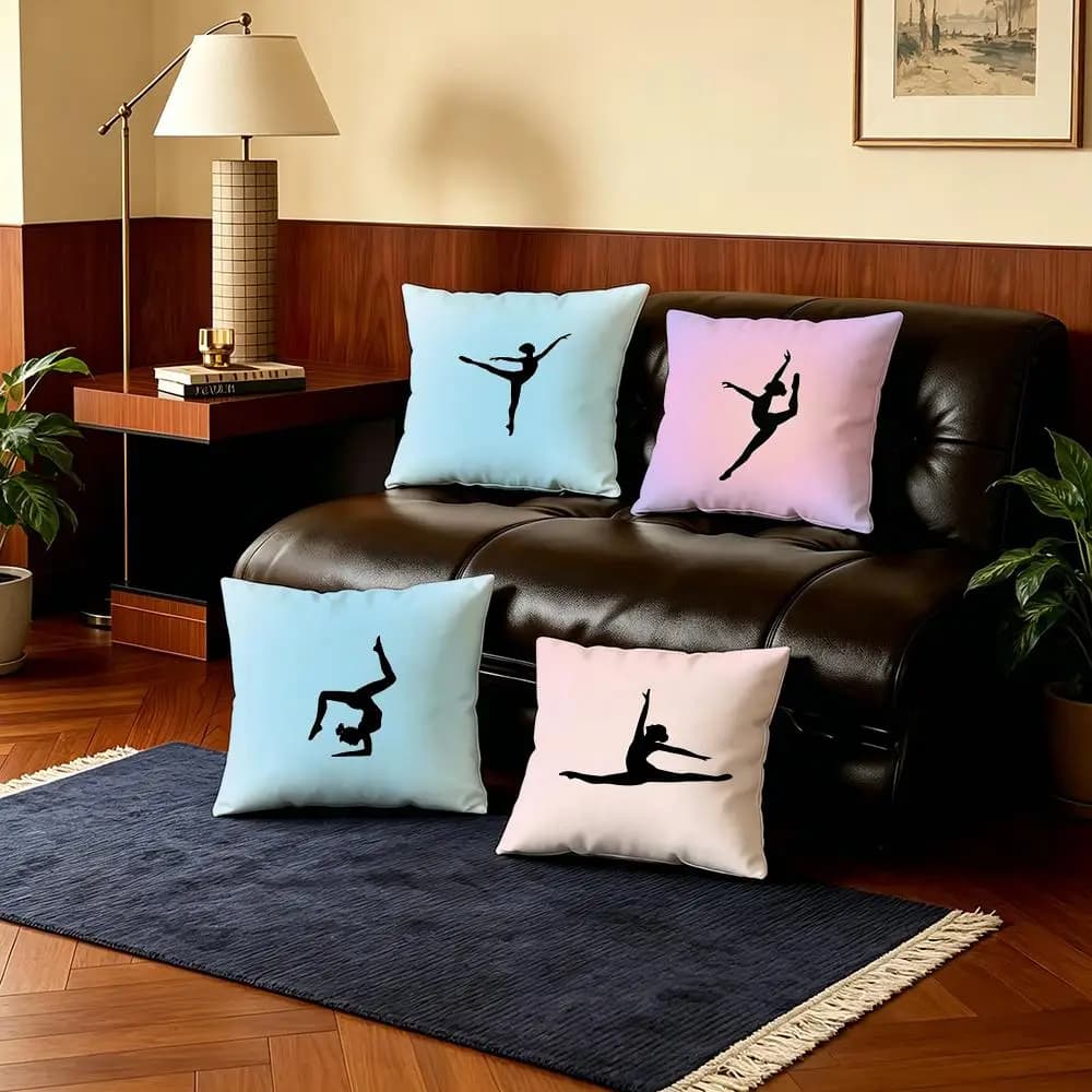 Fodere per cuscini Dynamic D-Dance StepsS, 4 pezzi, in peluche corto ultra morbido, 40x40 45x45, stile Boho per divano e camera da letto