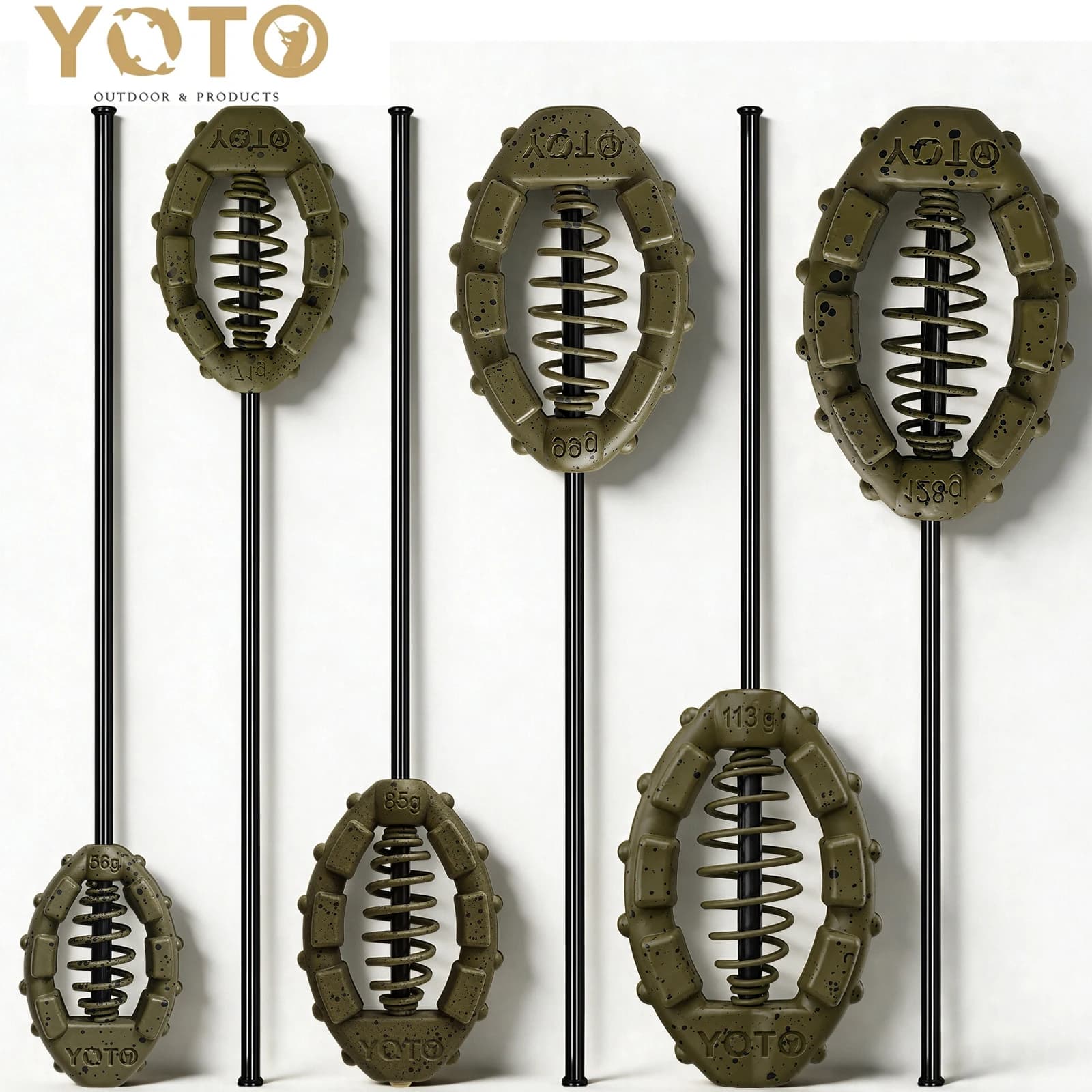 6 Types European Fishing Feeder Bait Cages Kit, Flat Spring & Long Mesh Cages with Built-In Lead Weights for Carp Coarse Fishing