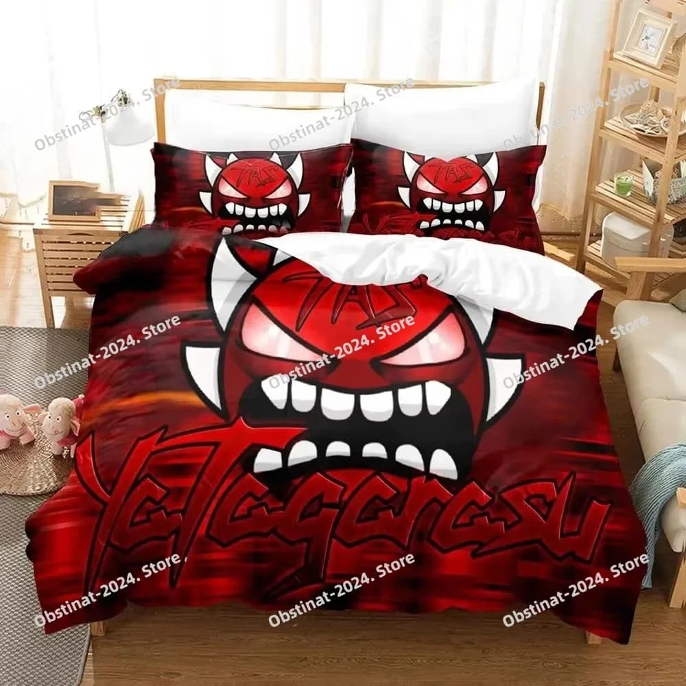 Stampa 3D Cartoon Gioco Geometria Dash Stampato Set letto Copripiumino Federa Set biancheria da letto Lenzuolo Copripiumino Full Size