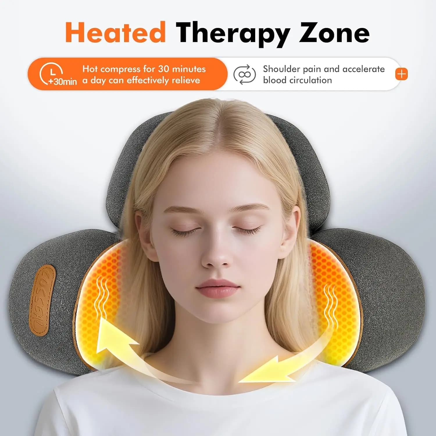 3-in-1 Neck Massager Pillow with Heating & Cervical Traction, Ergonomic Cervical Pillow for Neck Back Shoulder Pain Relief