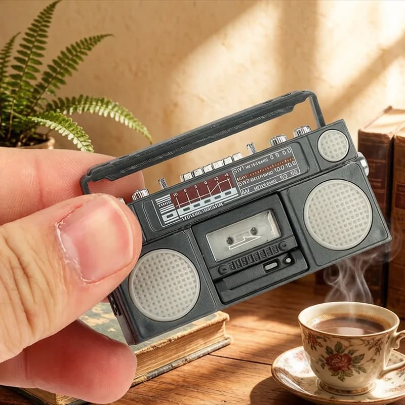 Mini Radio Registratore Vintage Modello in Scala 1:12, Arredamento in Miniatura per Casa delle Bambole, Giocattolo Decorativo e Accessorio