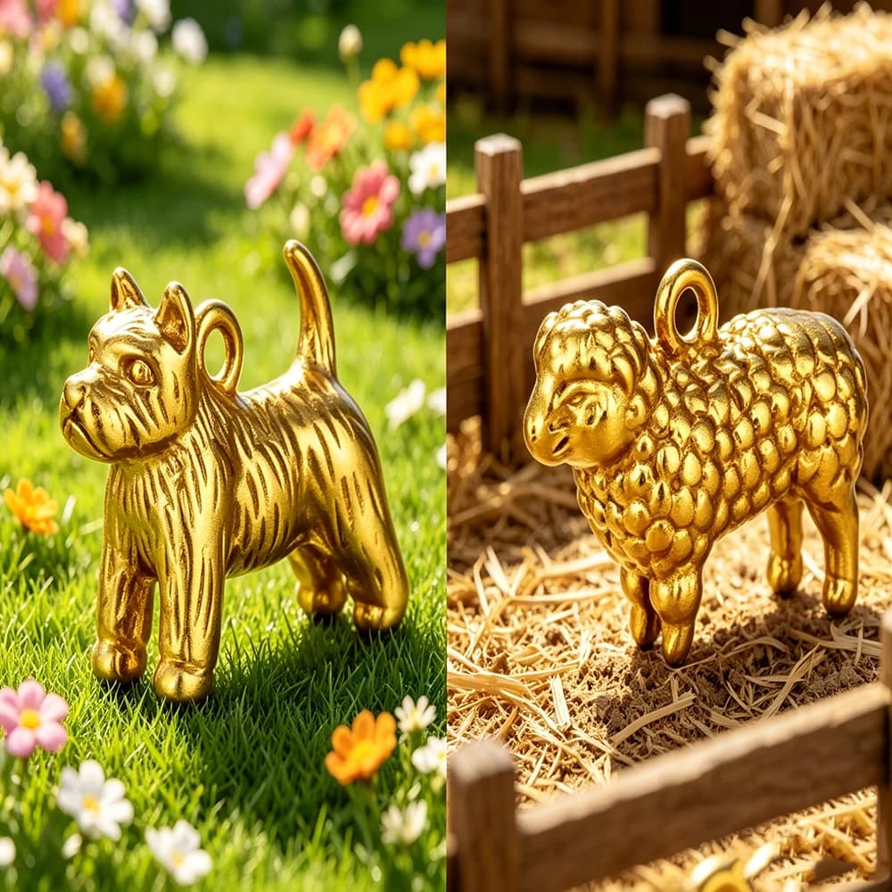 10Pcs Small Sheep 3D Dog Charm Gold Plated Stainless Steel Aniaml Pendant DIY Necklace Earring Women Gift Jewelry Making