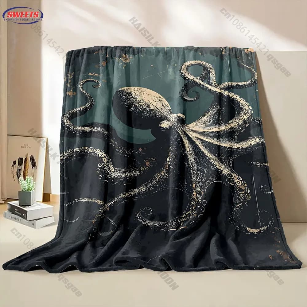 Coperta a Tema Polpo per Notti Accoglienti, Decorazione per Soggiorno e Camera da Letto, per Bambini e Adulti, Regalo Raffinato