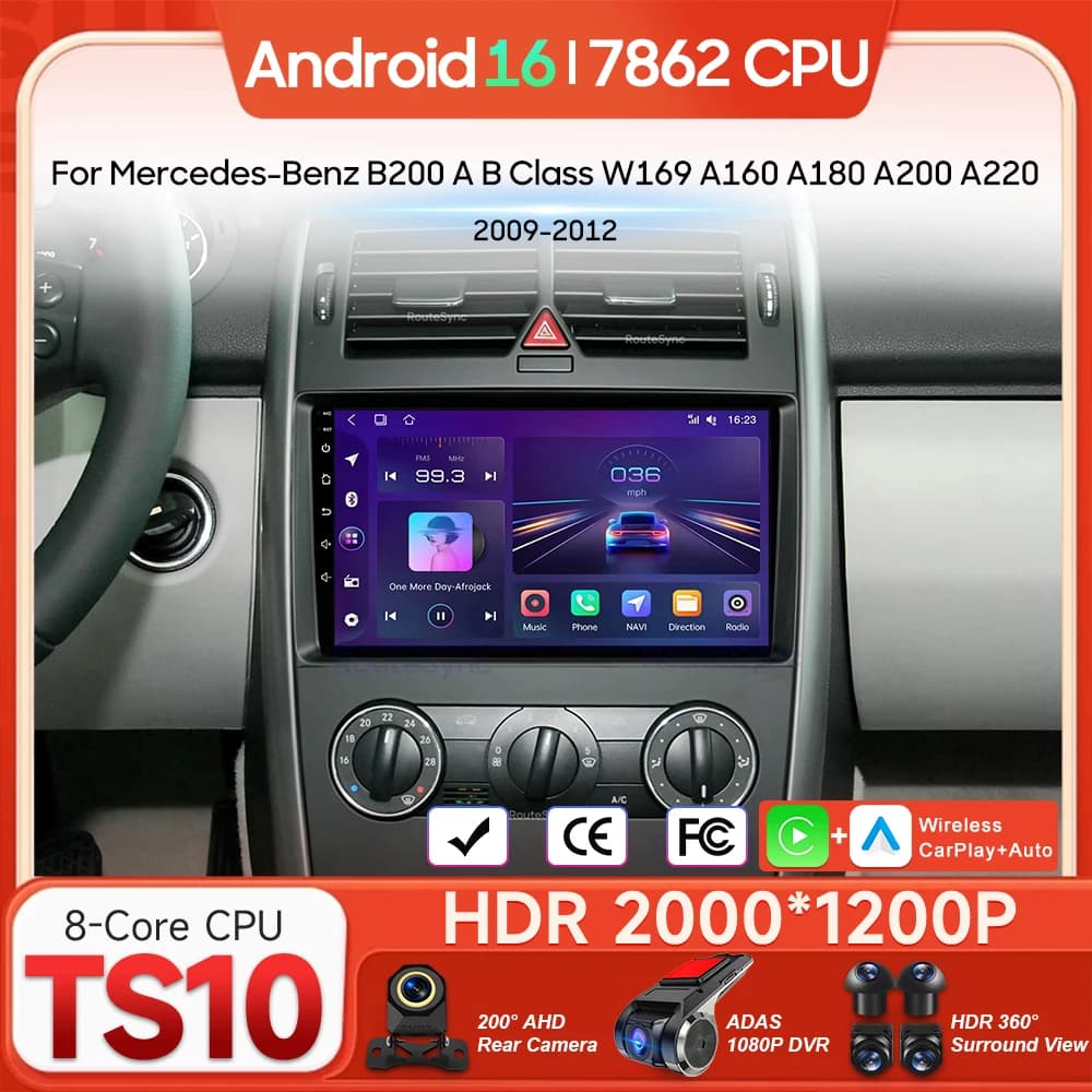 For Mercedes Benz B200 A B Class W169 A160 A180 A200 A220 2009 - 2012 Android Car Multimedia Player Carplay Auto Navigation GPS