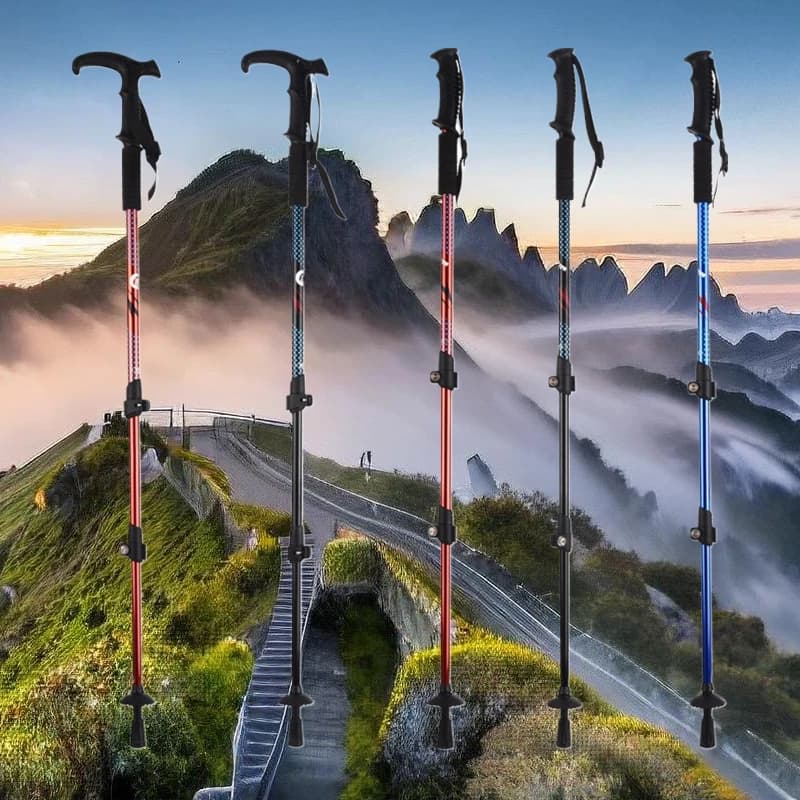 65-135 cm lightweight telescopic adjustable trekking pole in outdoor camping aluminium alloy for mountaineering trips