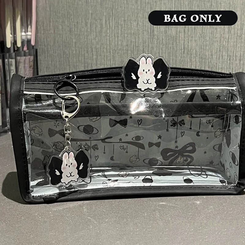 【YY26】Astuccio per matite traslucido a tema cartone animato, multistrato, verticale, di grande capacità, borsa portaoggetti per cancelleria, borsa per cosmetici e articoli scolastici