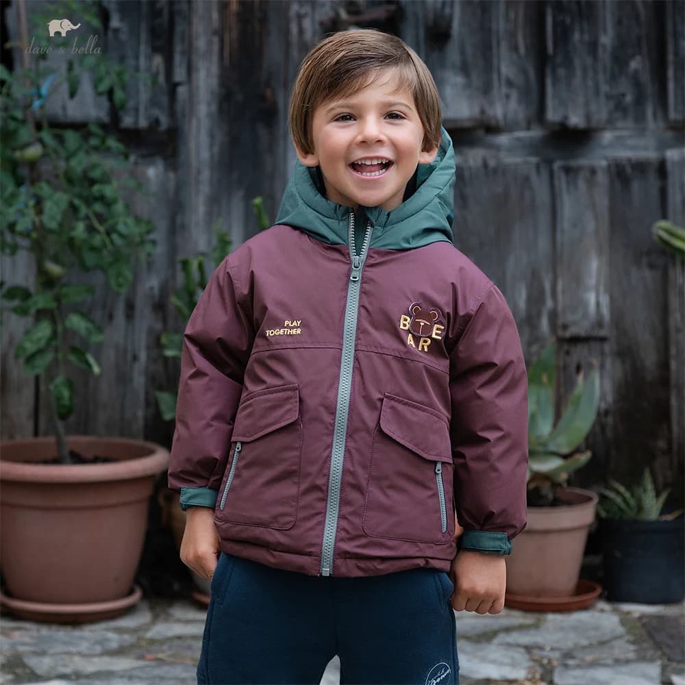 Dave Bella Boys Down Jacket Autumn Winter Plush Warmth Hooded Children White Duck Down Waterproof Kids Thicken Clothes DB4254503