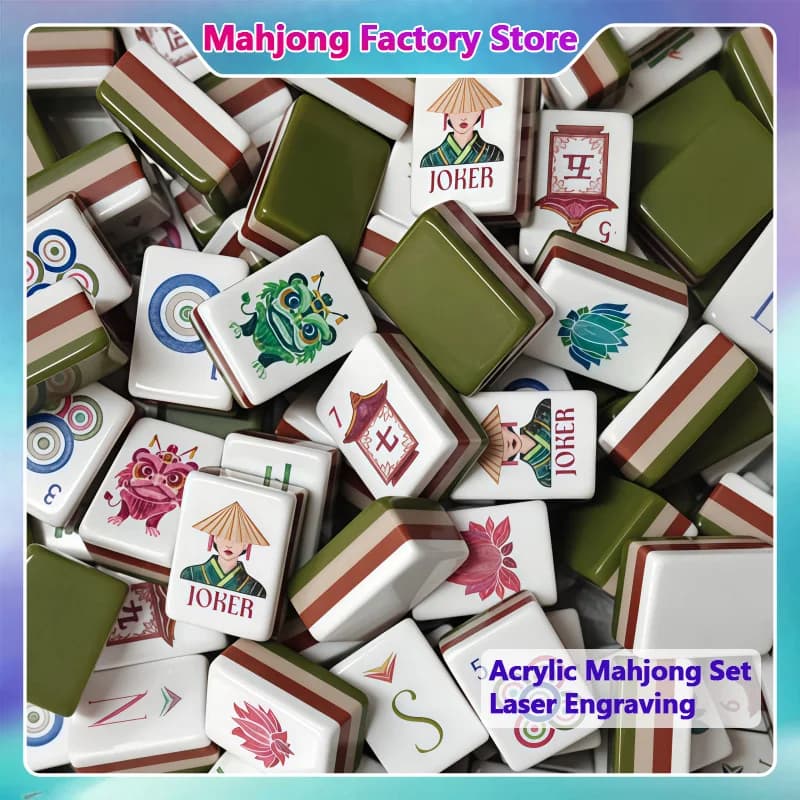 Custom American Mahjong Set 4-Layer Acrylic 160 Tiles Mah Jongg Portable Travel Mahjong for Beginners Family Party Games Gifts