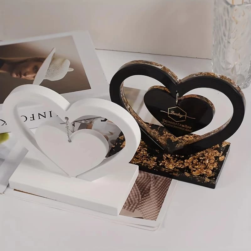 Stampo in silicone per base a pendolo con cornice a cuore, per resina epossidica fai da te