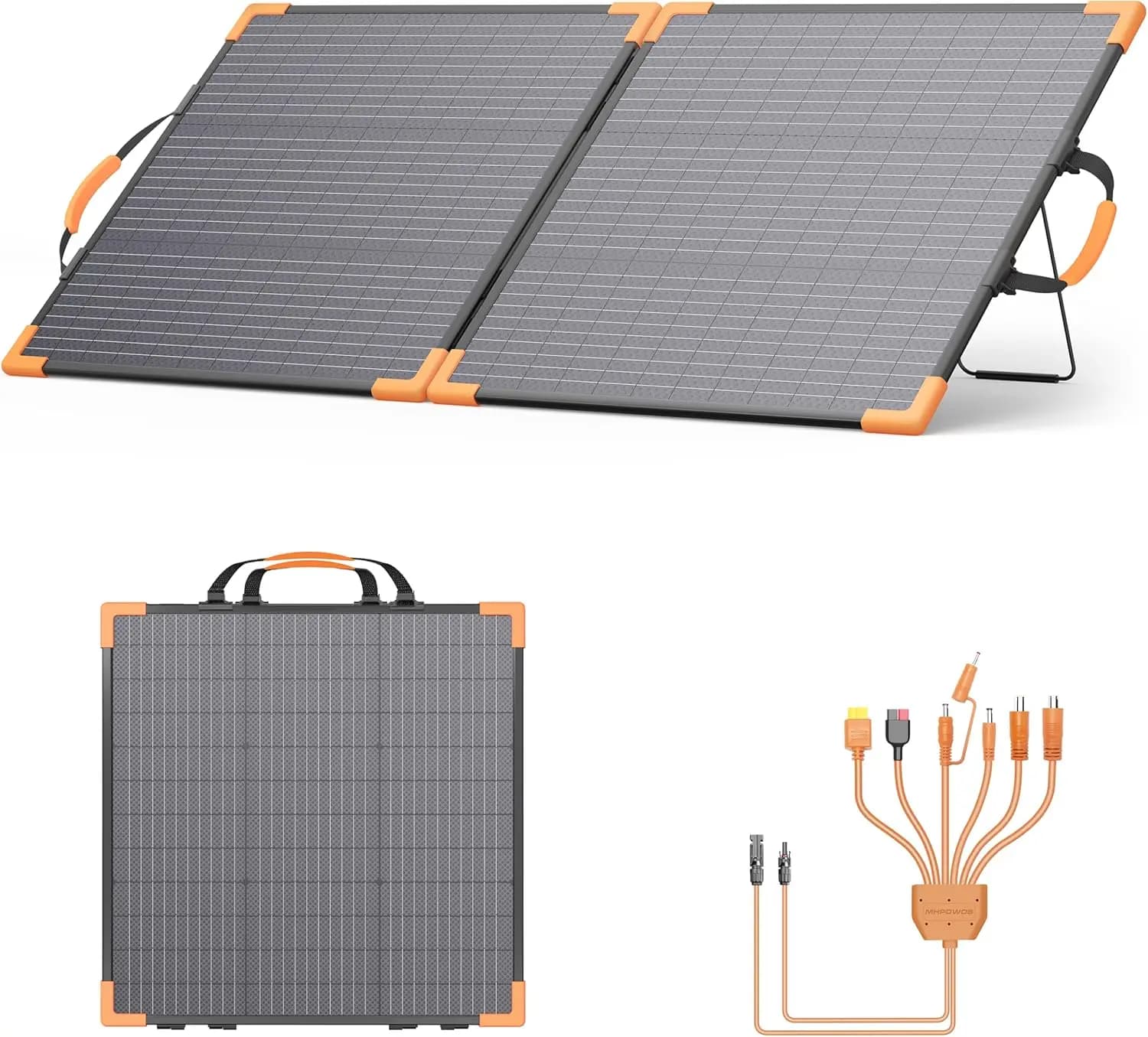 Pannello Solare Portatile Bifacciale da 100W per Stazione di Alimentazione, Caricatore Pieghevole 20V, Impermeabile IP68, Alta Efficienza 23,5% con Supporti per Campeggio, Camper, Off-Grid