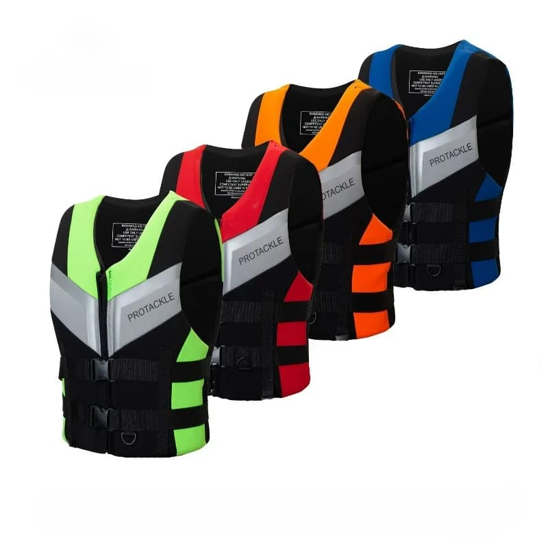 Giubbotto di Salvataggio Professionale con Cerniera, Gilet Galleggiante per Pesca, Nautica, Moto d'Acqua, Wakeboard, Paddleboard