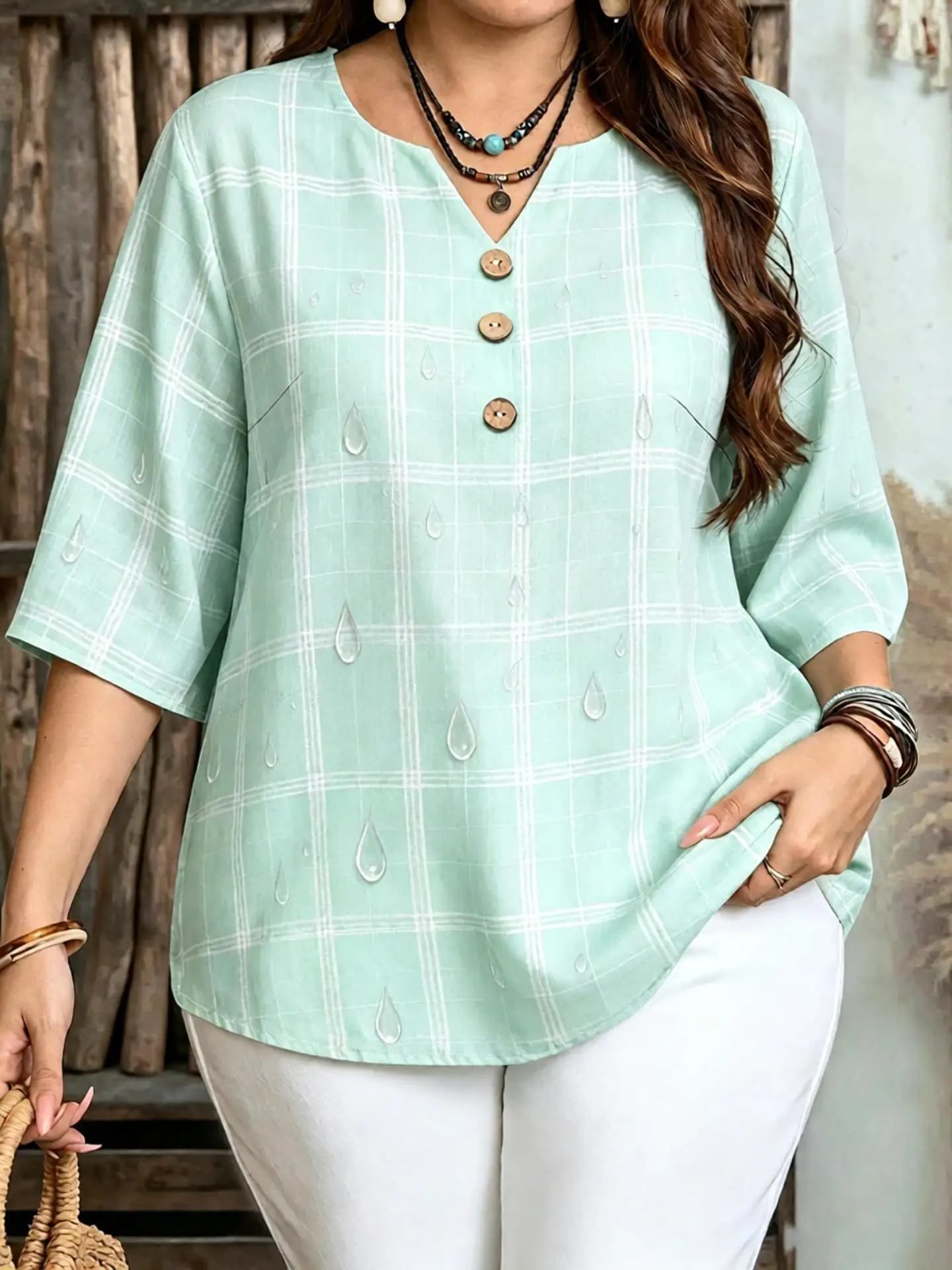 Women's Plus Size 0XL-5XL Casual 3/4 Sleeve Shirt Big Size 3XL Flower Printing Blouse Top Women Clothing Oversized Summer Autumn