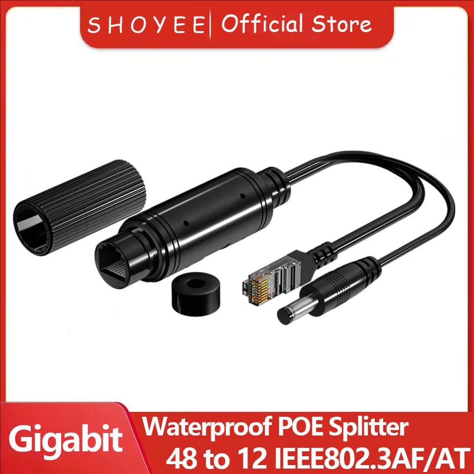 1000 Mbps waterproof POE adapter from 48 V to 12 V IEEE 802.3af/at for CCTV security system with external IP camera