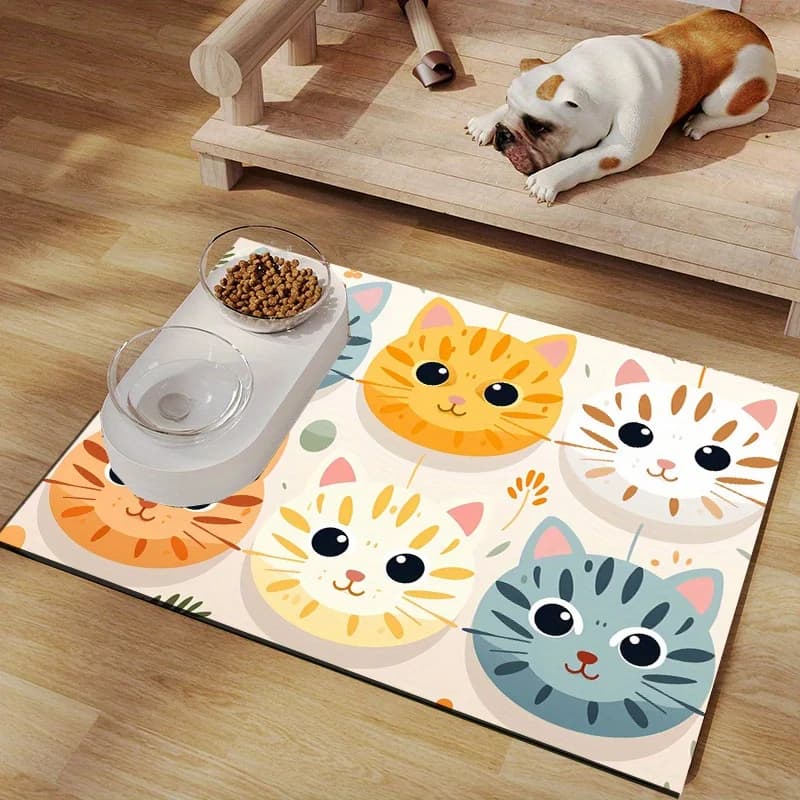 Nuovo tappetino per l'alimentazione, tappetino per ciotole in poliestere, accessori per la pulizia, adatto per cani e gatti, articoli per animali domestici
