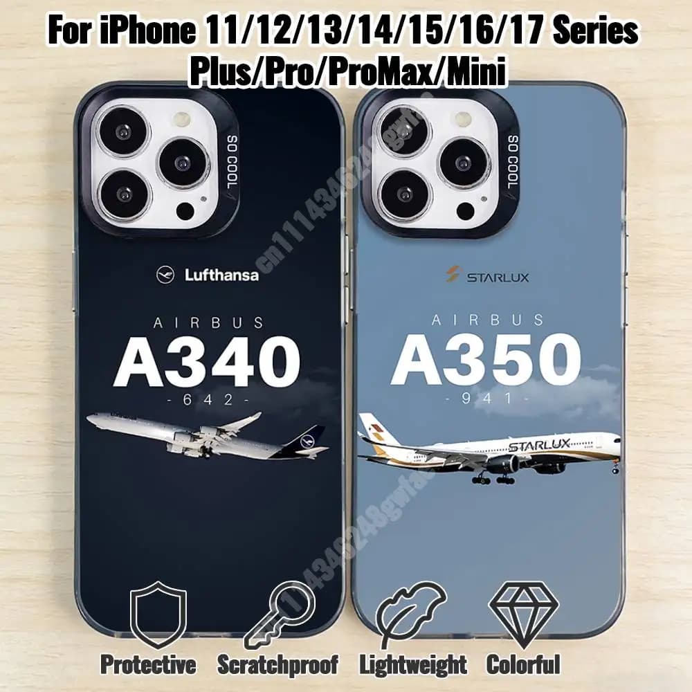 A-Airbus A340 A350 A380 Airplane Phone Case for iPhone 17 16 Max Mini 15 14 13 Pro Plus 12 11 X XS Air Premium Protector