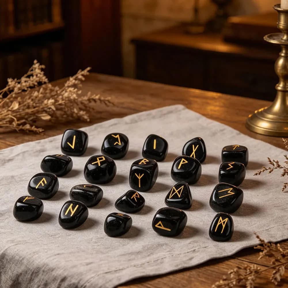 25pcs Rune Gem Stones Set Amethysts Black Obsidian Natural Crystal Green Aventurine Witches Healing Rune Letter Pendulum X458