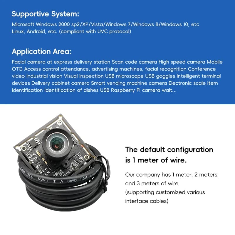 95Degree Manual Focus IMX335 5MP No MIC USB2.0 Camera UVC Plug and Play OTG for Face ID QR Scan Door Access Control