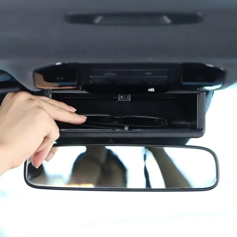 For Lexus GX 2024-2025 ABS Black Car Rear Mirror Base Storage Box Organization Glass Case Interior Car Accessories