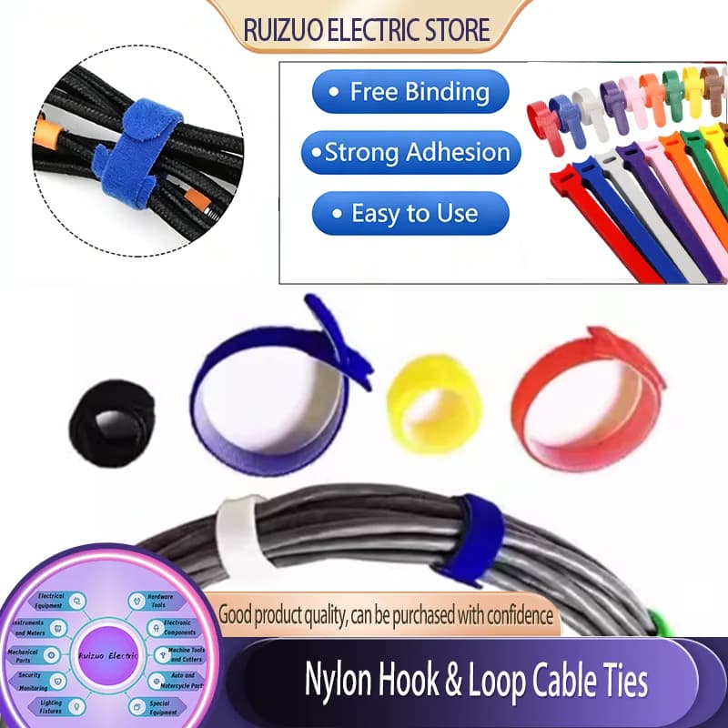 20~200 Pezzi Fascette per Cavi Riutilizzabili, Regolabili, in Nylon, con Chiusura a Strappo, per Gestione e Organizzazione Cavi