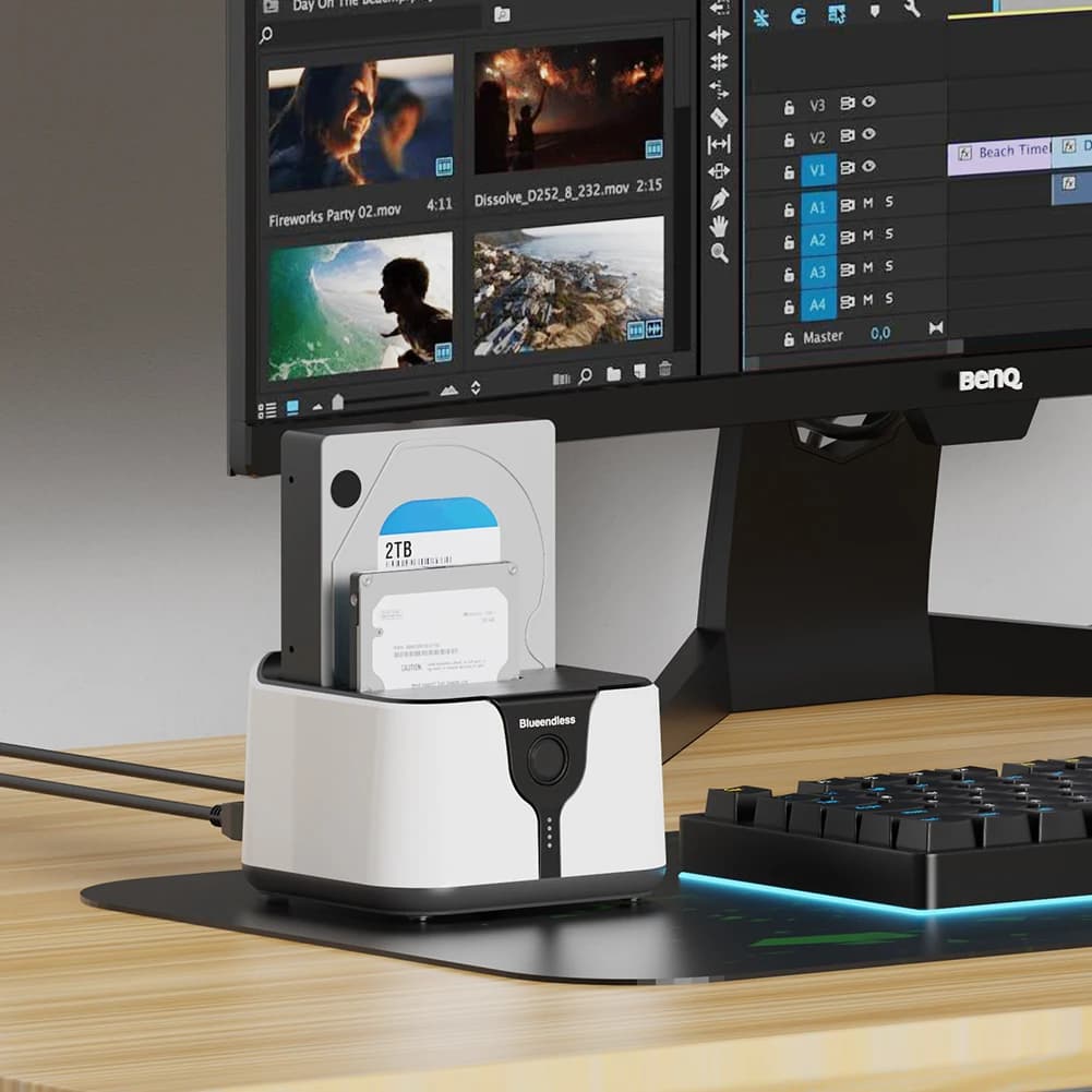 Docking station per HDD dual bay da USB 3.0 a SATA Supporto dock per disco rigido clone offline Docking station per disco rigido SATA da 2,5 e 3,5 pollici