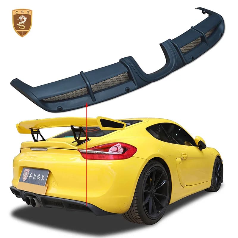 For Porsche 981 upgrade GT4 Style Car Rear Bumper Diffuser Splitters Spoiler Back Lip Guard Carbon Fiber Body Kit
