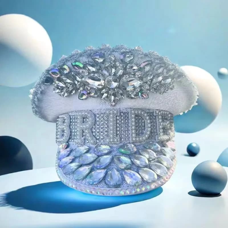 HongLuan BRIDE Carnival Disco Steampunk Captain Hat Rhinestone for Wedding Woman, Rave Festivals Accessories ＆ Party Caps Man