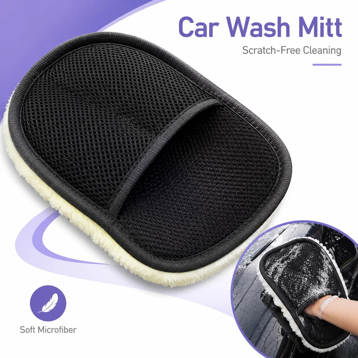1PC Plush Car Wash Gloves Soft Scratch-Proof Cleaning Gloves Car And Motorcycle Wash Universal Car Wash Cloth Cleaning Tool